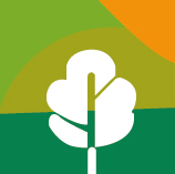 Ilustración de un árbol blanco sobre un paisaje verde